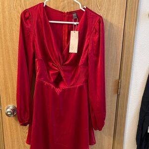 Emery Rose Elegant Red Satin Dress